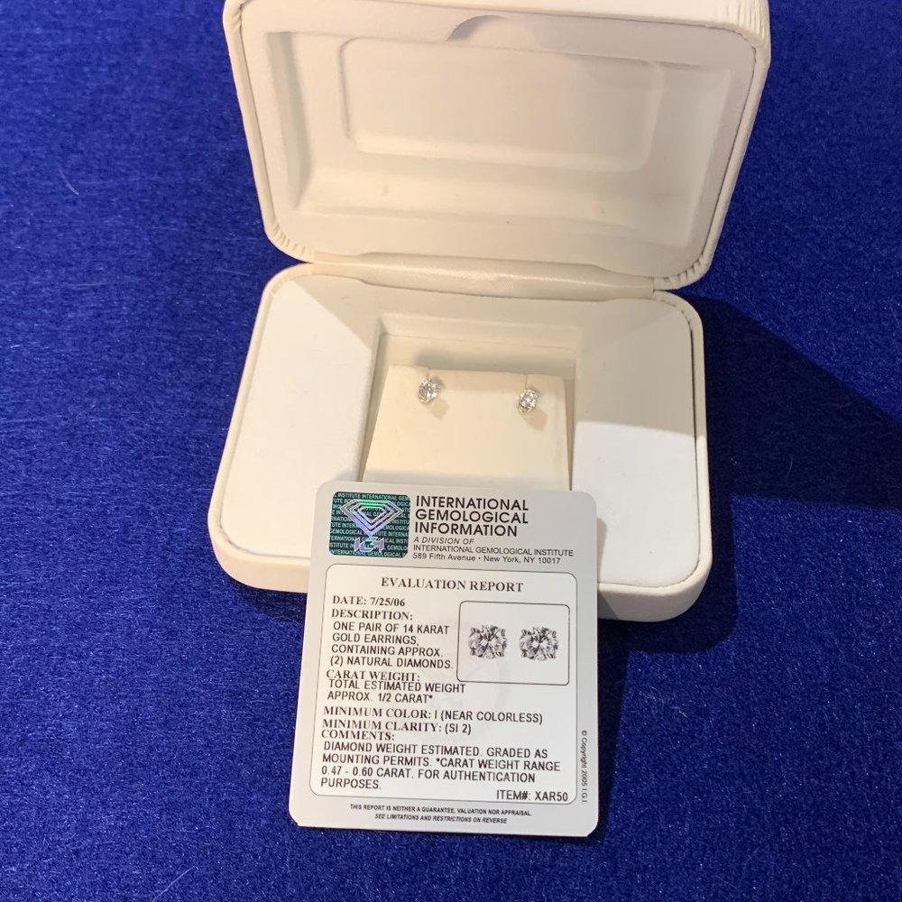 Vintage Diamond Stud Earrings 1/2 carat tw